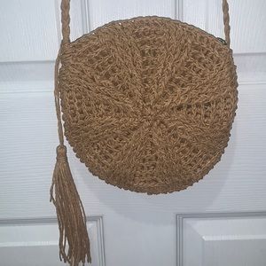 Round Rattan Crossbody Bag